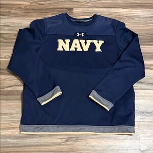 Navy Midshipmen NCAA Under Armour Crew Neck Mens 2XL Loose Fit Pullover Sweater